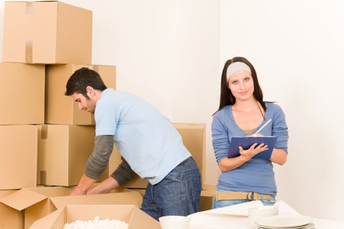 Boxes and household items prepared for removal van transport