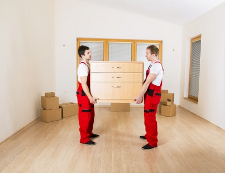 Office furniture and equipment prepared for a commercial move